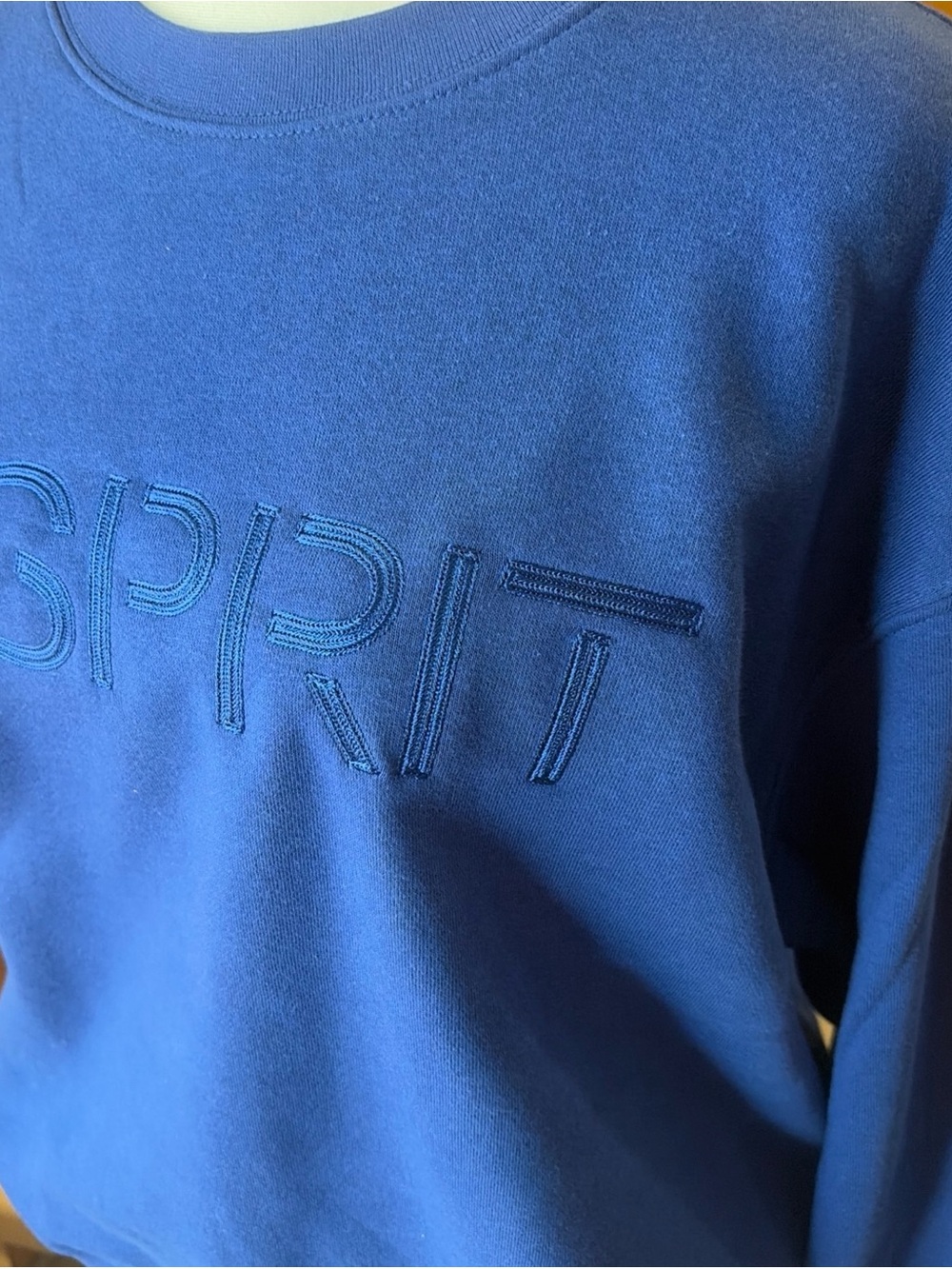 Esprit women’s Royal Blue Crewneck Sweatshirt with Tonal Embroidered Logo - Picture 3 of 4